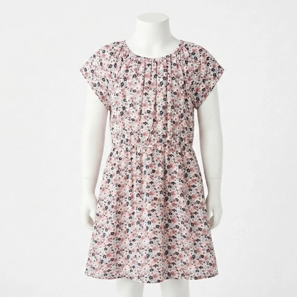Gap Kids Dress XL Floral Flutter Sleeve Navy Pink Ditsy Print Summer Casual
